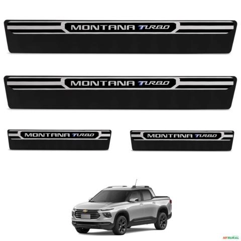 Jogo de Soleira Premium Montana Turbo 2023 a 2025 Escovada 4 Portas Imagem Jogo de Soleira Premium Montana Turbo 2023 a 2025 Escovada 4 Portas