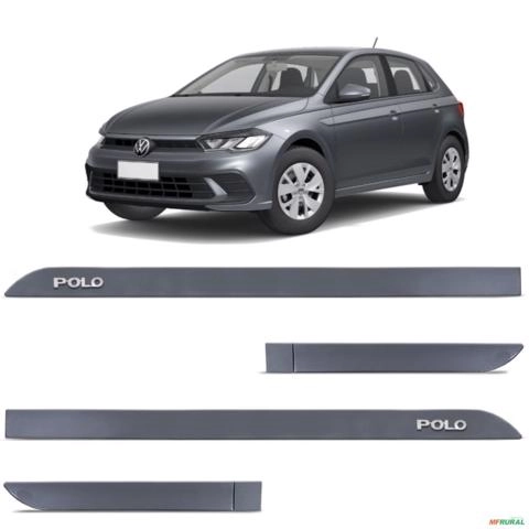 Jogo de Friso Lateral Polo 2018 a 2023 Cinza Platinium Alto Relevo Imagem Jogo de Friso Lateral Polo 2018 a 2023 Cinza Platinium Alto Relevo