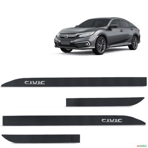 Jogo de Friso Lateral Civic 2017 a 2023 Cinza Basalto Alto Relevo Imagem Jogo de Friso Lateral Civic 2017 a 2023 Cinza Basalto Alto Relevo