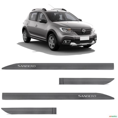 Jogo de Friso Lateral Sandero 2009 a 2024 Cinza Cassiopee Alto Relevo Imagem Jogo de Friso Lateral Sandero 2009 a 2024 Cinza Cassiopee Alto Relevo