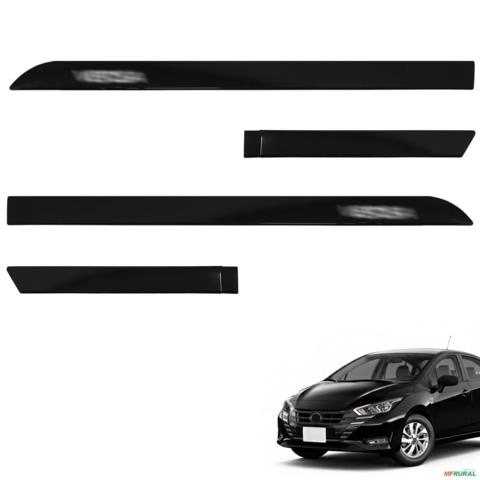Jogo de Friso Lateral Versa 2012 a 2025 Preto Premium Alto Relevo Imagem Jogo de Friso Lateral Versa 2012 a 2025 Preto Premium Alto Relevo