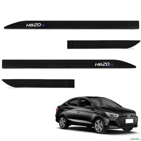 Jogo de Friso Lateral Hb20s 2013 a 2024 Preto Onix Imagem Jogo de Friso Lateral Hb20s 2013 a 2024 Preto Onix