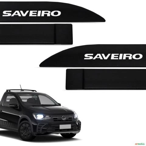 Jogo de Friso Lateral Saveiro 2021 a 2024 Preto Ninja