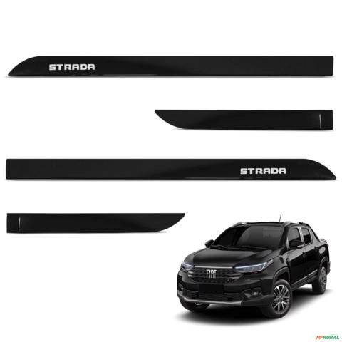 Jogo de Friso Lateral Strada CD 2020 a 2026 Preto Vulcano Imagem Jogo de Friso Lateral Strada CD 2020 a 2026 Preto Vulcano