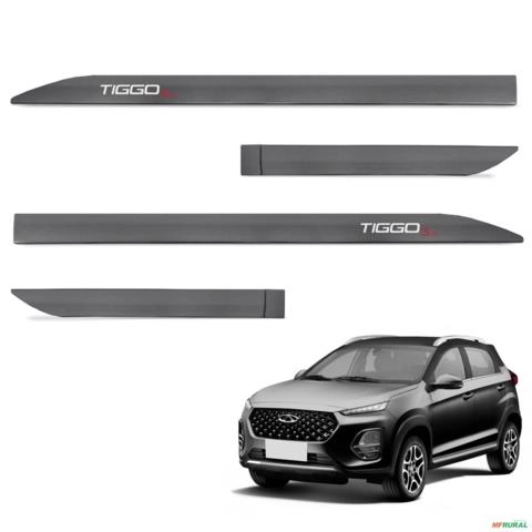 Jogo de Friso Lateral Tiggo 3x 2021 a 2023 Cinza Metalico Imagem Jogo de Friso Lateral Tiggo 3x 2021 a 2023 Cinza Metalico