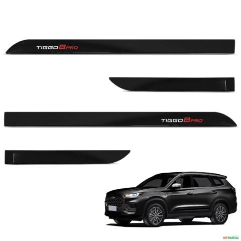 Jogo de Friso Lateral Tiggo 8 Pro 2021 a 2024 Preto Metalico Imagem Jogo de Friso Lateral Tiggo 8 Pro 2021 a 2024 Preto Metalico