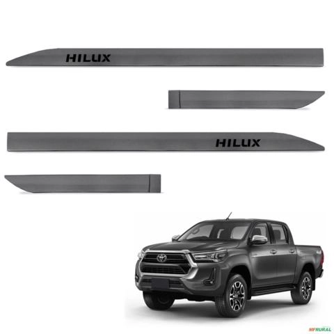 Jogo de Friso Lateral Hilux 2016 A 2025 Cinza Granito Imagem Jogo de Friso Lateral Hilux 2016 A 2025 Cinza Granito