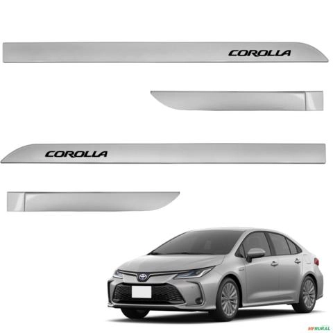 Jogo de Friso Lateral Corolla 2015 A 2025 Prata Super Nova Imagem Jogo de Friso Lateral Corolla 2015 A 2025 Prata Super Nova