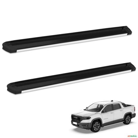 Estribo Lateral Rampage 2023 a 2025 Aluminio Preto Frente Polida Bepo Imagem Estribo Lateral Rampage 2023 a 2025 Aluminio Preto Frente Polida Bepo
