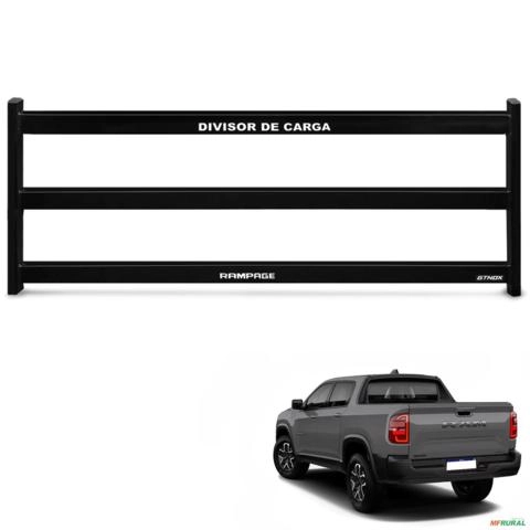 Divisor Cargas Caçamba Rampage 2023 a 2025 Reforçado Preto Imagem Divisor Cargas Caçamba Rampage 2023 a 2025 Reforçado Preto