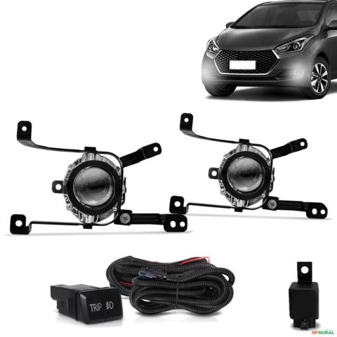 Kit Farol de Milha HB20 2016 a 2019 Auxiliar Neblina Sem Grade Imagem Kit Farol de Milha HB20 2016 a 2019 Auxiliar Neblina Sem Grade