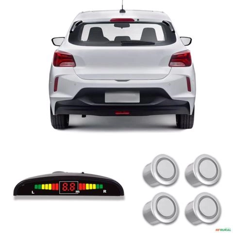 Sensor de Estacionamento Ré 4 Pontos 18.5mm Prata Roadstar Imagem Sensor de Estacionamento Ré 4 Pontos 18.5mm Prata Roadstar