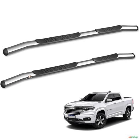 Estribo Lateral Rampage 2023 a 2025 Tubolar Cromado keko Imagem Estribo Lateral Rampage 2023 a 2025 Tubolar Cromado keko