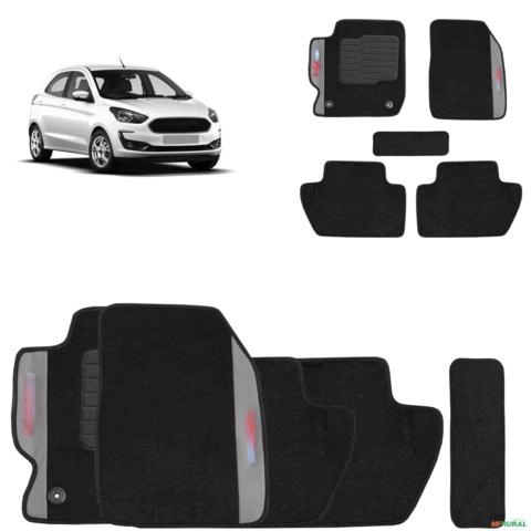 Jogo de Tapete Carpete Ka 2014 a 2021 Preto 5 Peças Imagem Jogo de Tapete Carpete Ka 2014 a 2021 Preto 5 Peças
