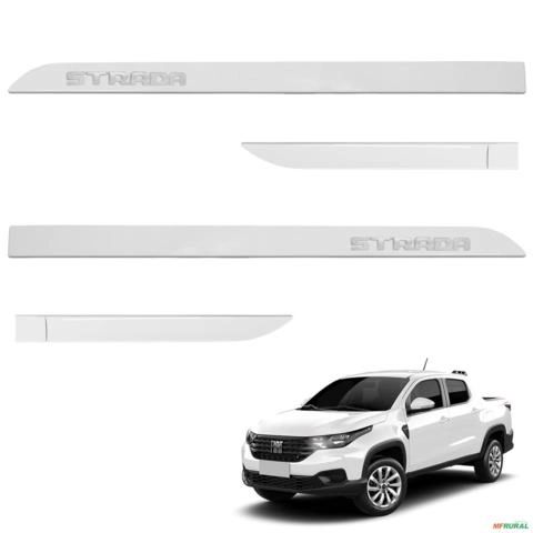 Jogo de Friso Lateral Strada CD 2020 a 2026 Branco Banchisa Alto Relevo Imagem Jogo de Friso Lateral Strada CD 2020 a 2026 Branco Banchisa Alto Relevo