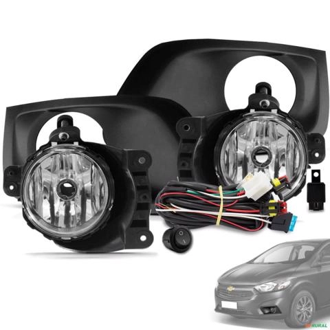 Kit Farol de Milha Onix Prisma LT 2017 a 2019 Botão Tic Tac Moldura Preto Imagem Kit Farol de Milha Onix Prisma LT 2017 a 2019 Botão Tic Tac Moldura Preto