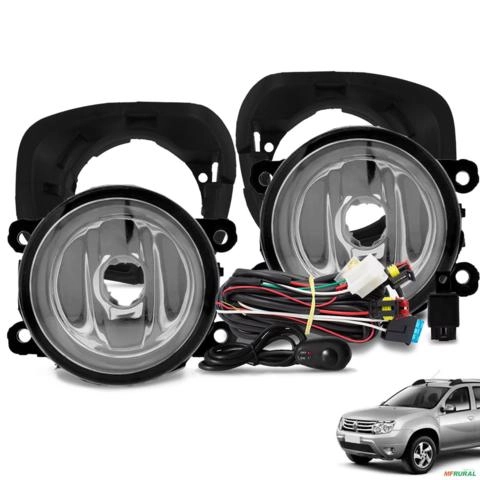 Kit Farol de Milha Logan Sandero Clio Duster Botão Alternativo Imagem Kit Farol de Milha Logan Sandero Clio Duster Botão Alternativo
