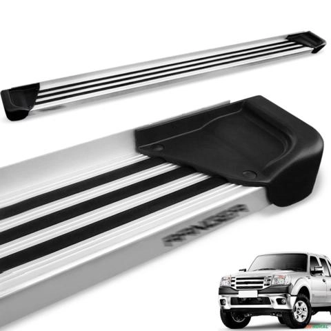 Estribo Lateral Ranger CD 1998 a 2012 Aluminio Natural A1 Imagem Estribo Lateral Ranger CD 1998 a 2012 Aluminio Natural A1