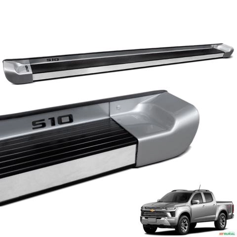Estribo Lateral S10 CD 2012 a 2025 Prata Shark Personalizado Imagem Estribo Lateral S10 CD 2012 a 2025 Prata Shark Personalizado