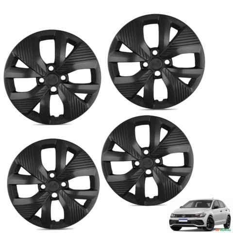 Jogo de Calota Polo Track 2021 a 2025 Aro 15 Cubo Padrão Preto Fosco Imagem Jogo de Calota Polo Track 2021 a 2025 Aro 15 Cubo Padrão Preto Fosco