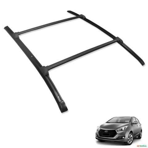 Rack de Teto Bagageiro HB20 2013 a 2017 Aluminio Preto Imagem Rack de Teto Bagageiro HB20 2013 a 2017 Aluminio Preto