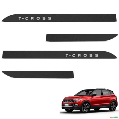 Jogo de Friso Lateral T-Cross 2018 a 2024 Preto Texturizado Imagem Jogo de Friso Lateral T-Cross 2018 a 2024 Preto Texturizado