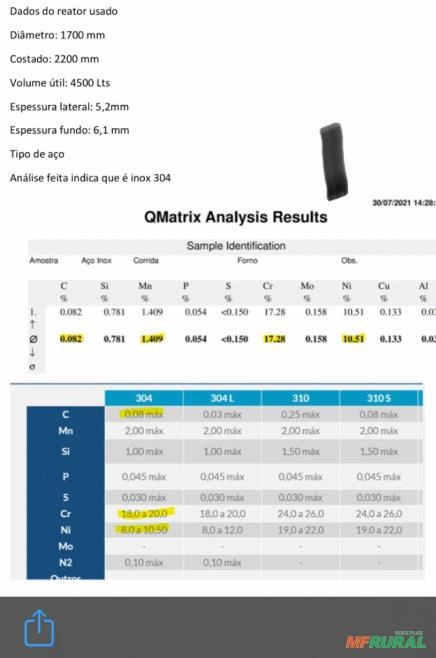 Imagem Reator quimico/tanque  inox cap. 5000 lts Imagem Reator quimico/tanque  inox cap. 5000 lts