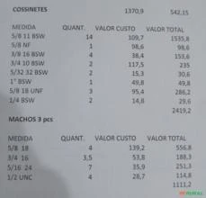 COSSINETES E MACHOS - LOTE