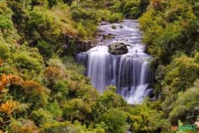 Fantástica vila de cabanas e suas cachoeiras