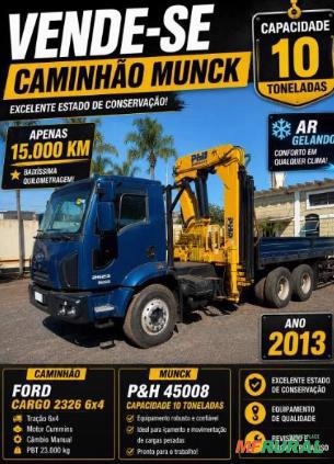 Caminhão Ford Cargo 2623 6x4 com Munck 10 Ton – 15.000 km Imagem Caminhão Ford Cargo 2623 6x4 com Munck 10 Ton – 15.000 km