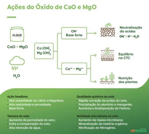 Óxido de Cálcio e Magnésio - 40% CaO + 20% MgO - PRNT 145 - Pó 95% Solúvel - Correção de Solo - Bag