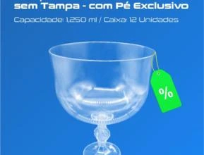 Taça Americana sem Tampa Pé Exclusivo - 1.250 ml - Caixa 12 Und