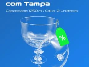 Taça Americana com Tampa - 1.250 ml - Caixa 12 Und
