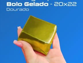 Papel para Bolo Gelado - Embalagem de Alumínio - Diversas Cores - 20x22 cm -  Cor: Bolo Dourado Quantidade: 50 Unidades