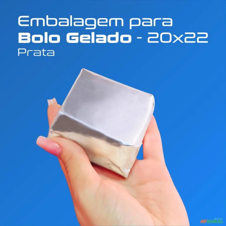 Papel para Bolo Gelado - Embalagem de Alumínio - Diversas Cores - 20x22 cm -  Cor: Bolo Prata Quantidade: 500 Unidades