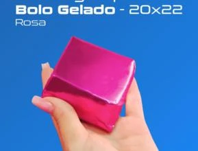 Papel para Bolo Gelado - Embalagem de Alumínio - Diversas Cores - 20x22 cm -  Cor: Bolo Rosa Quantidade: 200 Unidades