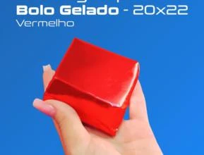 Papel para Bolo Gelado - Embalagem de Alumínio - Diversas Cores - 20x22 cm -  Cor: Bolo Vermelho Quantidade: 200 Unidades