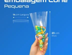 Embalagem Plásticas Cone Transparente - Grande ou Pequena -  Medidas: Pequena: 14x23 cm Quantidade: 50 Unidades