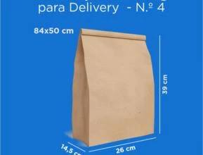 Sacos Papel Kraft 80g para Delivery  - N.º 4 -  Quantidade: 100 Unidades