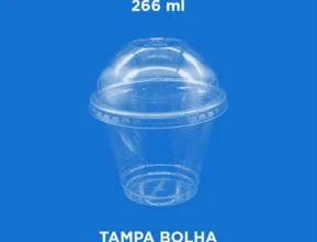 Copo da Felicidade PET (Copo Bolha) - 266 ml (Bompack) -  Modelo: Tampa Bolha com Furo X