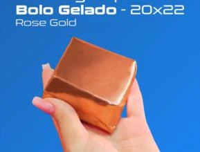 Papel Para Bolo Gelado - 20x22cm - 50 Und -  Cor: Bolo Rose Gold