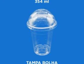 Copo da Felicidade PET (Copo Bolha) - 354 ml (Bompack) -  Modelo: Tampa Bolha com Furo X