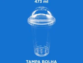 Copo da Felicidade PET (Copo Bolha) - 473 ml (Bompack) -  Modelo: Tampa Bolha com Furo X