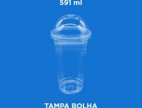 Copo da Felicidade PET (Copo Bolha) - 591 ml (Bompack) -  Modelo: Tampa Bolha com Furo X
