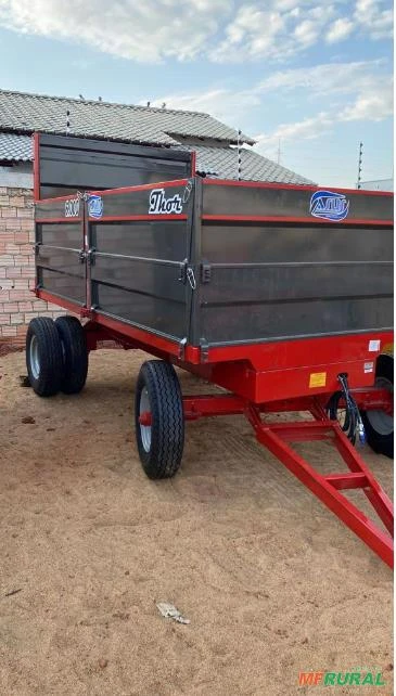 Carreta Agrícola Metálica Basculante 6ton/9m³ 2 Eixos 6 Pneus Rodado Simples/Duplo