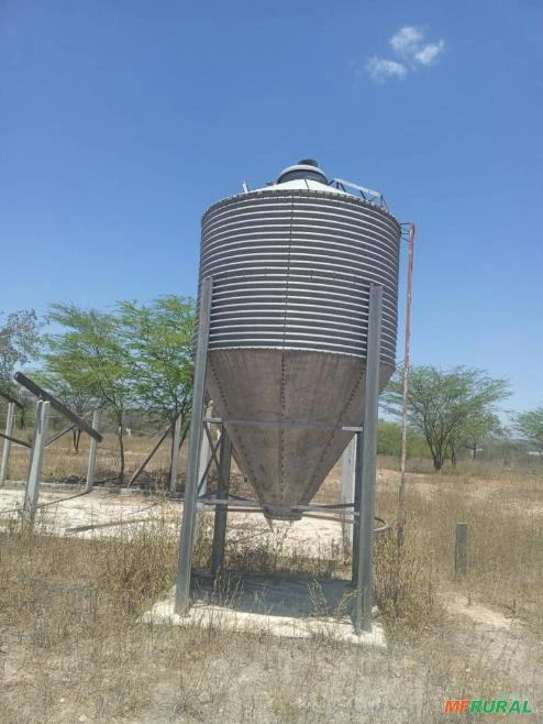 10 Silos metálicos , 5 Toneladas para rações , grãos e farelados .