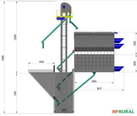 Conjunto Secador de Grãos com Caixa de Resfriamento e Elevador 19 Metros Imagem Conjunto Secador de Grãos com Caixa de Resfriamento e Elevador 19 Metros