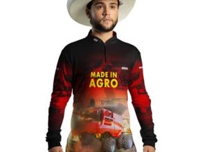Camisa Agro Vermelha Brk Colheitadeira Made in Agro com Uv50