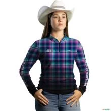 Camisa Country Xadrez Rosa Feminina Brk Mulher do Agro com Uv50