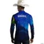 Camisa Agro Azul Brk Brasil com Uv50